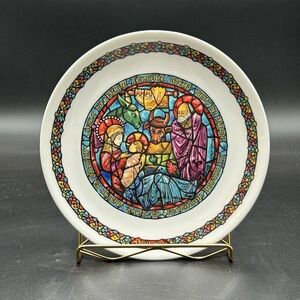 D’Arceau Limoges Decorative Plate with Stained Glass Design, Christmas...BJ 419